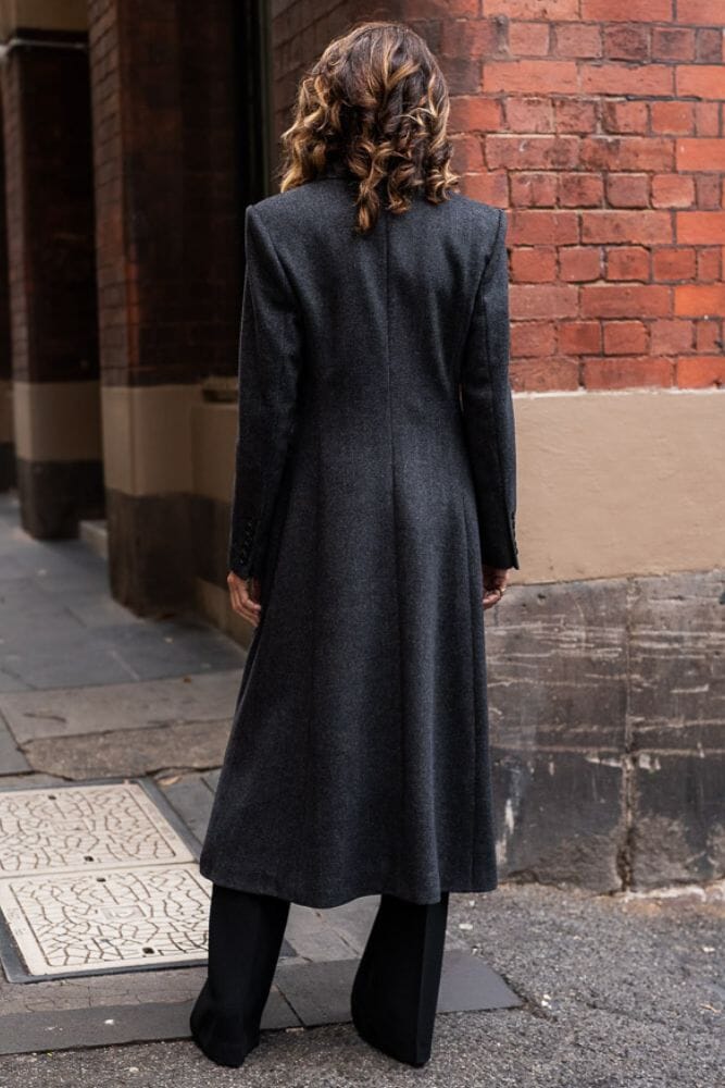 The Domenica Coat - Charcoal Herringbone
