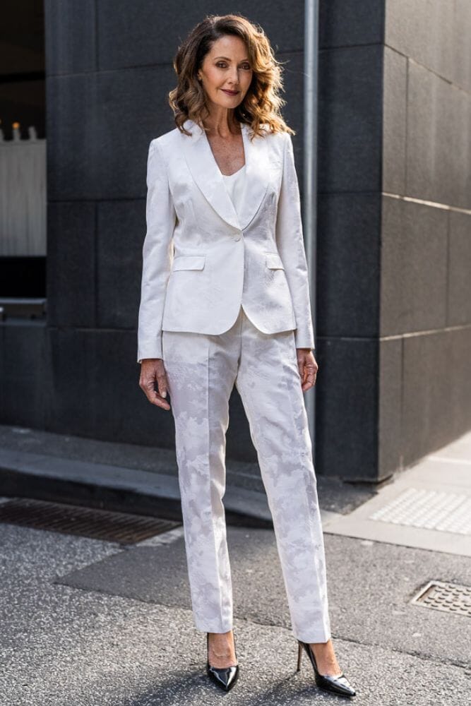 Celine Tuxedo Suit - White Jacquard Silk Blend