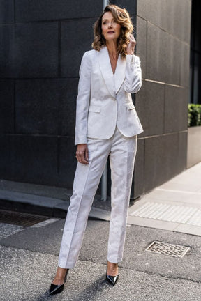 Celine Tuxedo Suit - White Jacquard Silk Blend