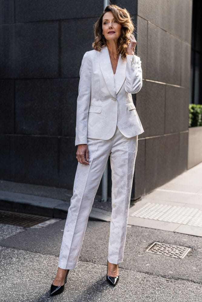 Celine Tuxedo Suit - White Jacquard Silk Blend