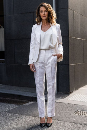 Celine Tuxedo Suit - White Jacquard Silk Blend