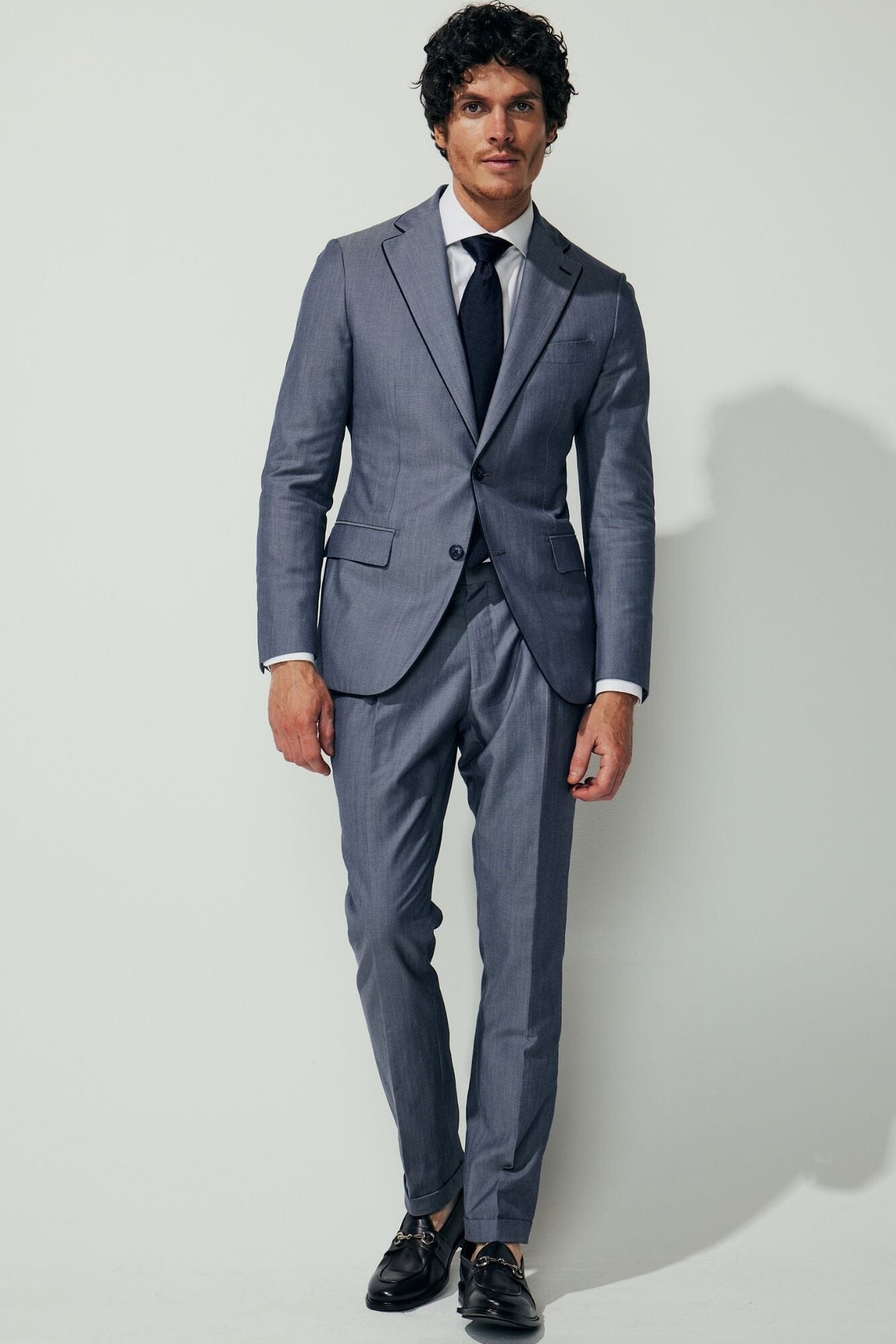 Aim Suits The Aiden Suit - Steel Blue Wool Cotton