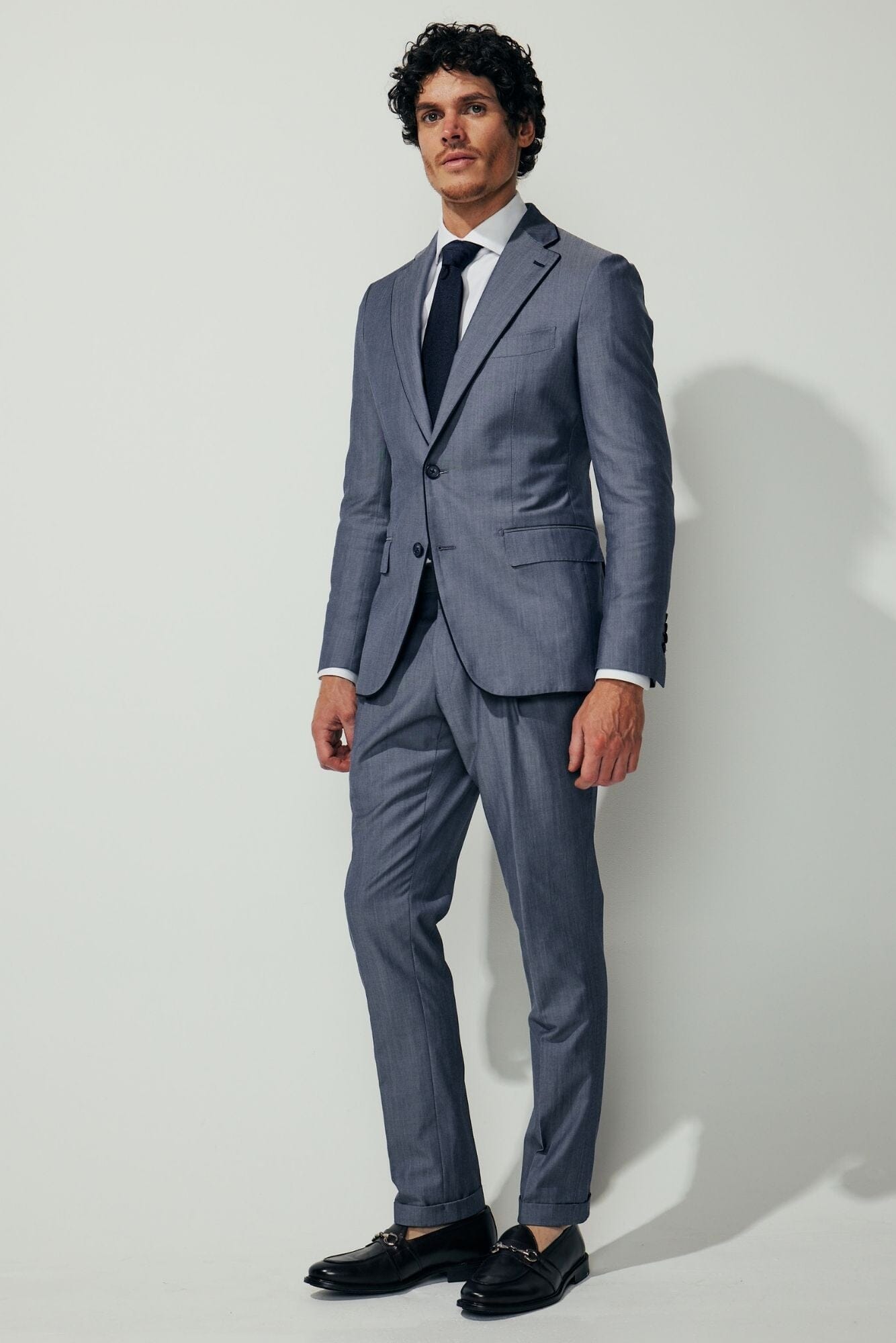 The Aiden Suit - Steel Blue Wool Cotton