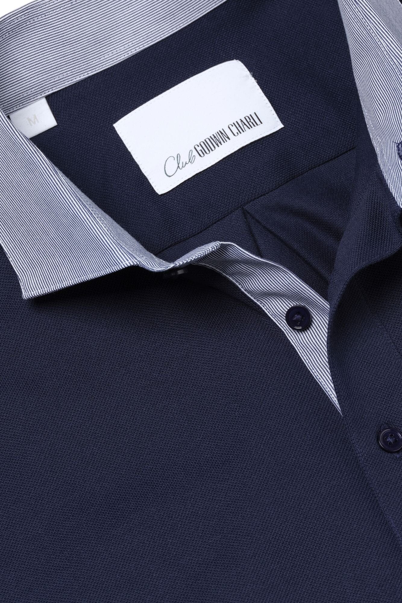 CGC Polo Shirt - Navy Pique with Mini Stripe Contrast
