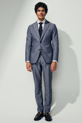 The Aiden Suit - Steel Blue Wool Cotton