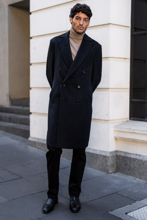 Enzo Coat - Navy & Black Cashmere
