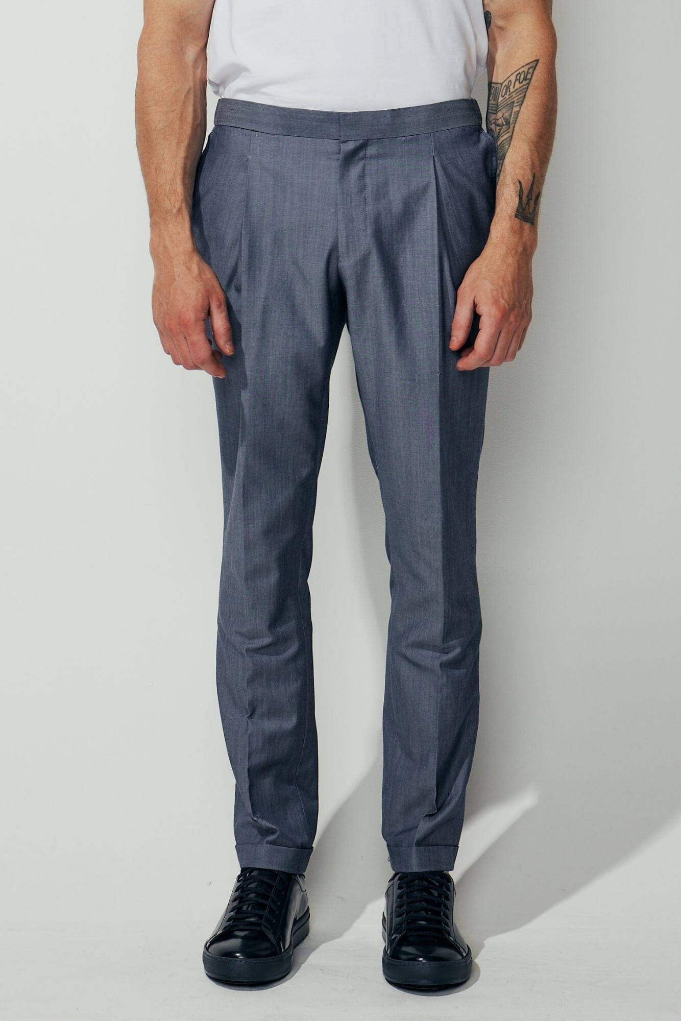 The Aiden Suit - Steel Blue Wool Cotton