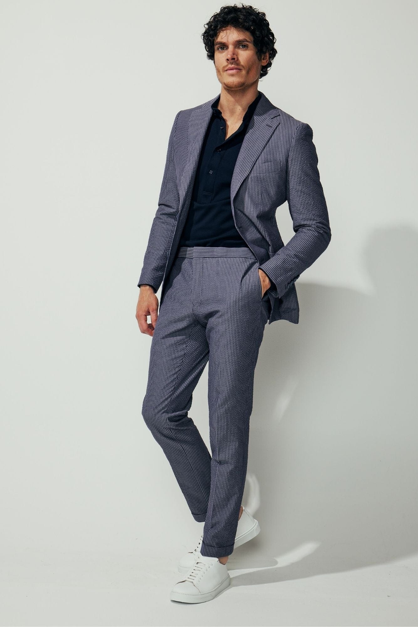 Liam / Blair Suit - Blue and Denim Seersucker