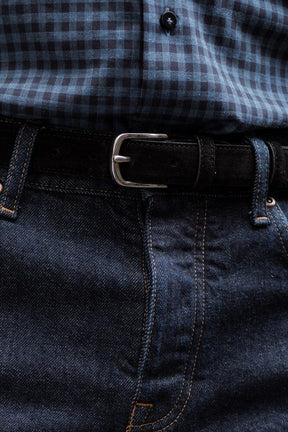 Suede Italian Leather Belt / 2.5cm - Black