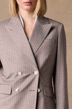 Alexis / Florence Suit - Lt Brown Pin Stripe