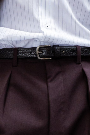 Fullgrain Textured Italian Leather Belt / 2.5cm - Black