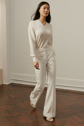 Women's V Neck Merino Wool - Off White