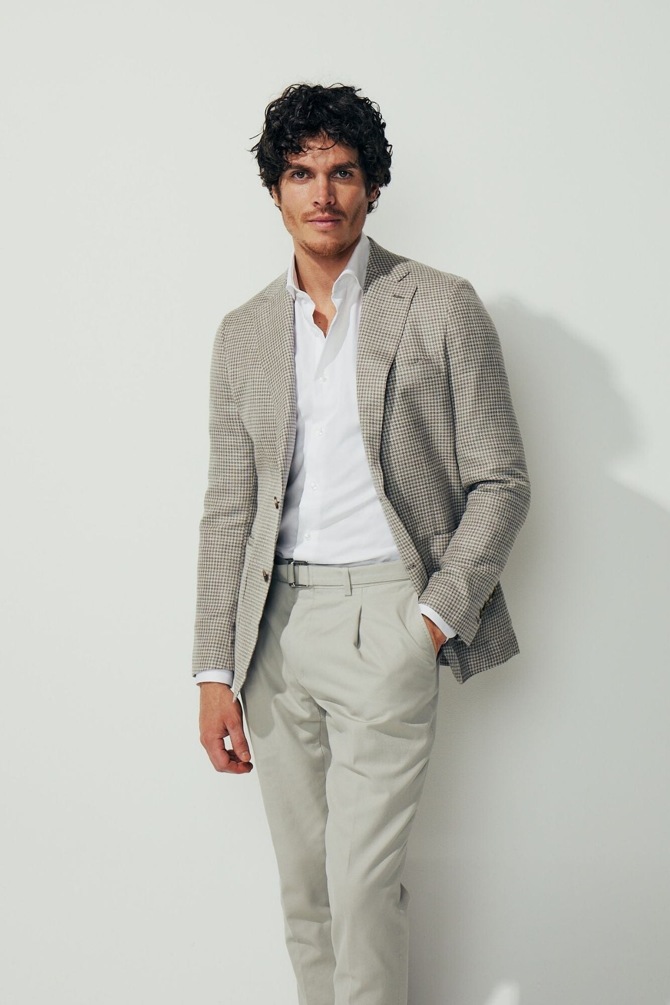 Liam Sports Jacket - Brown and Sand Wool Silk Linen