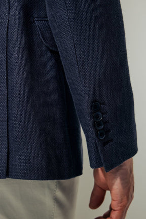Wilhelm Sports Jacket - Dusty Navy 3D Linen Wool