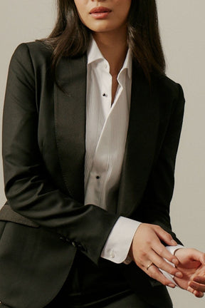Celine Shawl Tuxedo Suit - Black Wool