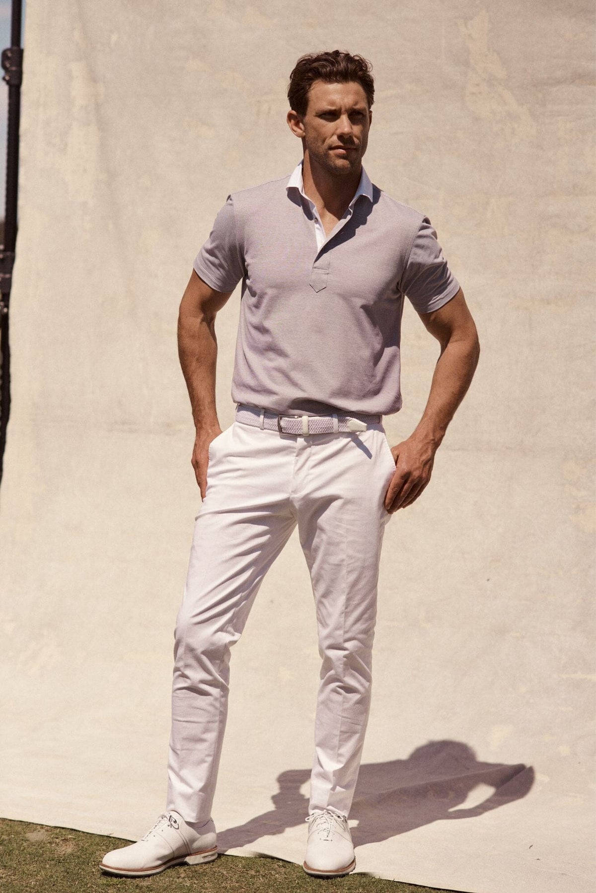 CGC Polo Shirt - Grey Pique with White Contrast