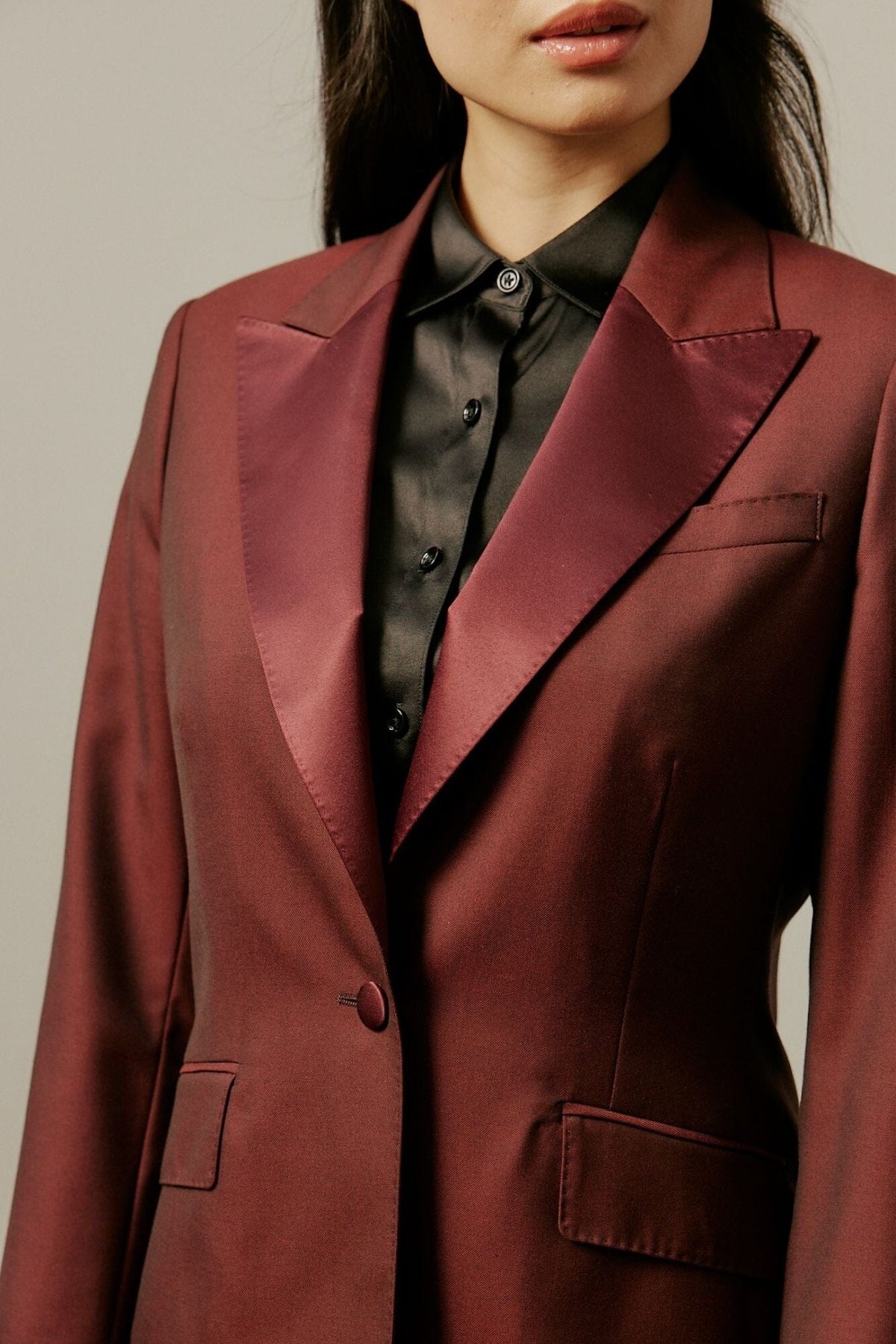 Scarlet Tuxedo - Burgundy Wool 160s