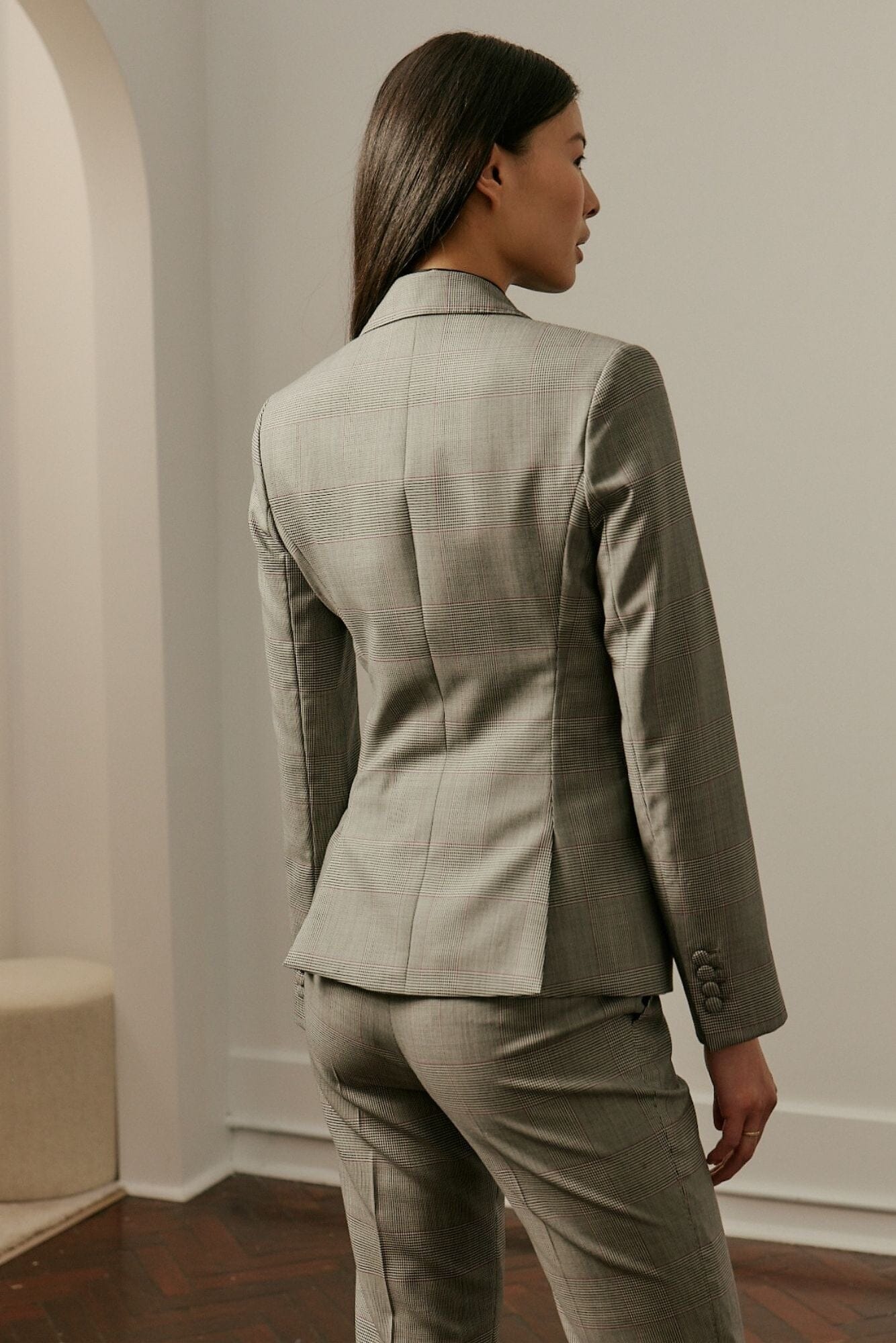Camila Suit - Grey with Plum Check Wool
