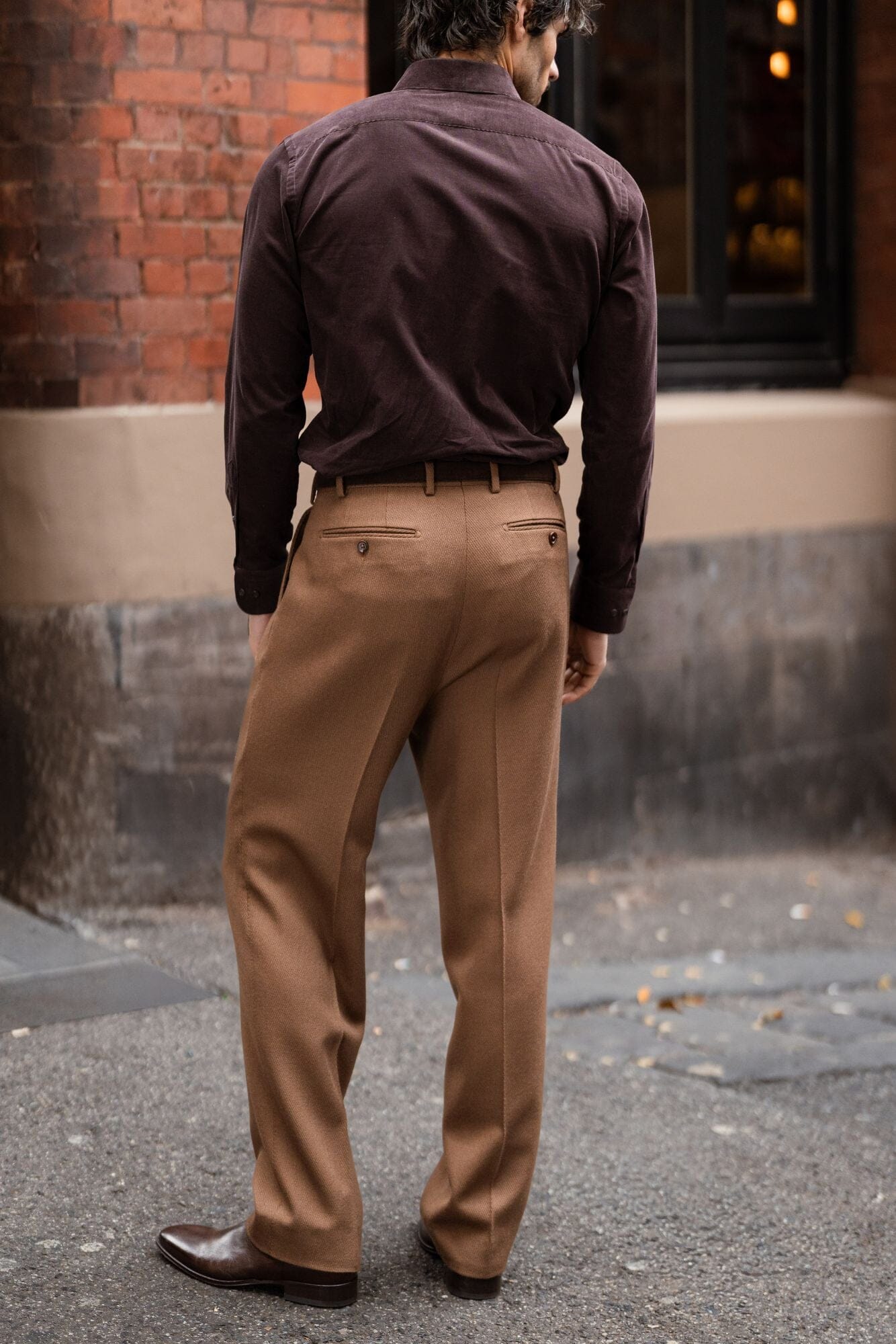 Firenze Pleated Trouser - Toffee 4 Ply Wool