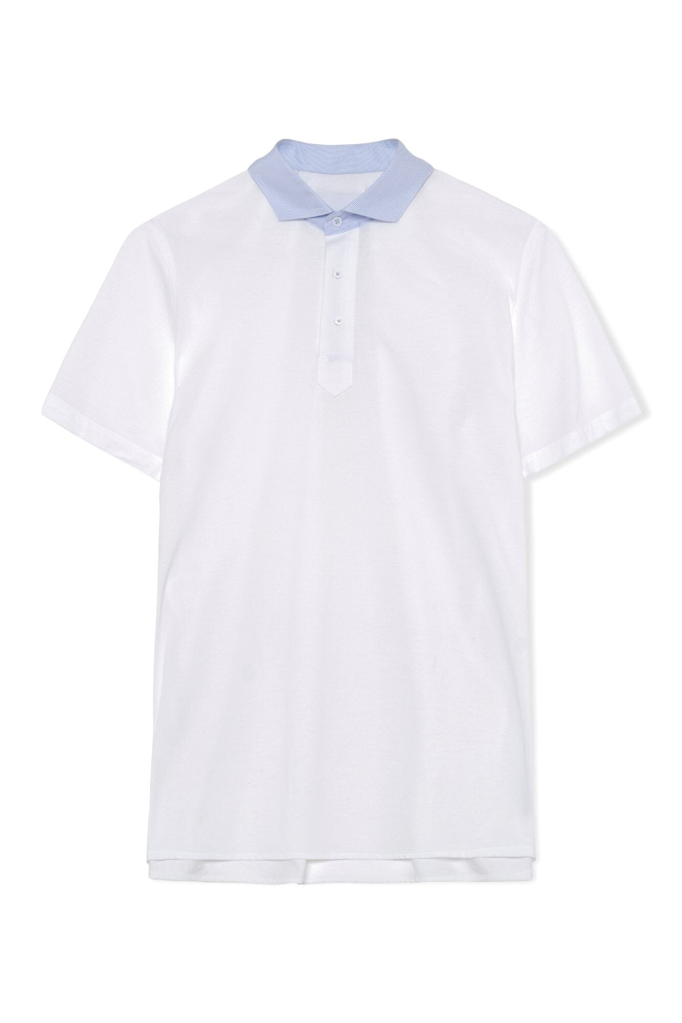CGC Polo Shirt - White Pique with Mini Stripe Contrast