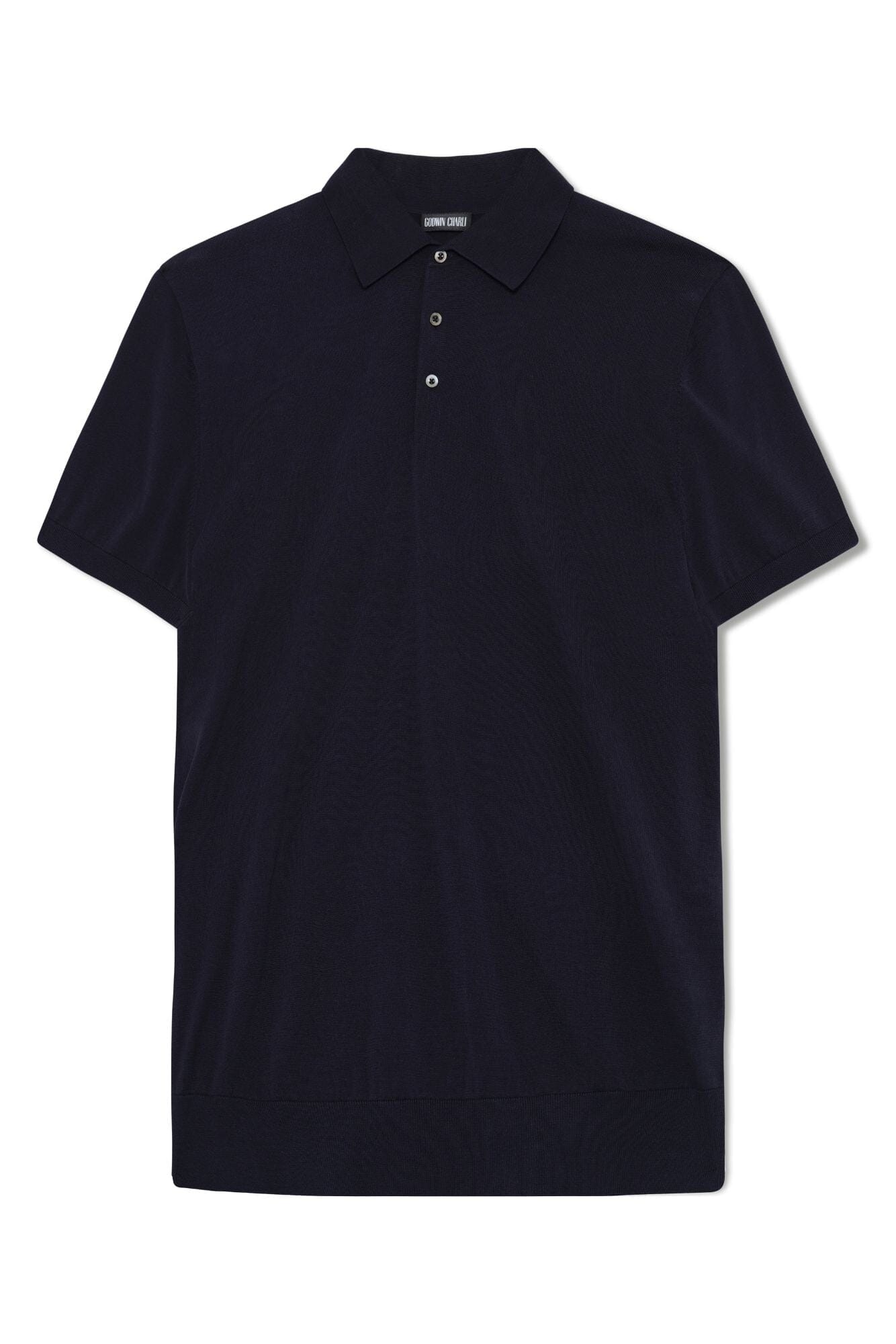Short Sleeve Knitted Polo - Navy Cotton
