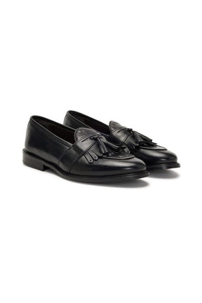 Loafer with Tassel and Fringe -  Black Italian Leather (1301)