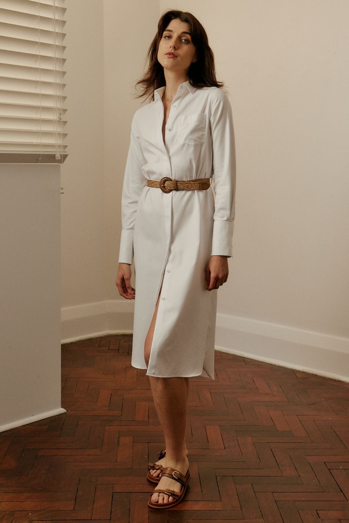 The Hampton Shirt Dress - White Cotton