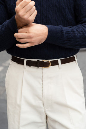 Firenze Pleated Trouser - Ivory Corduroy