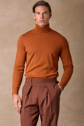 Roll Neck Cashmere Knit (MTM) - Rust