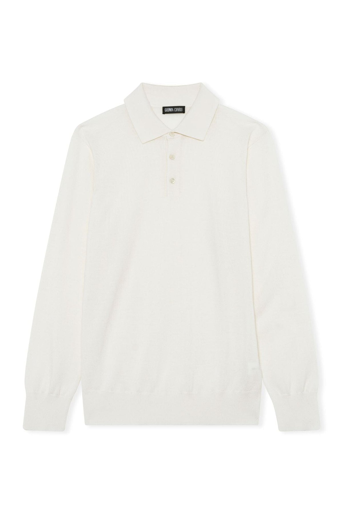Women's Long Sleeve Polo Merino Wool - Off White