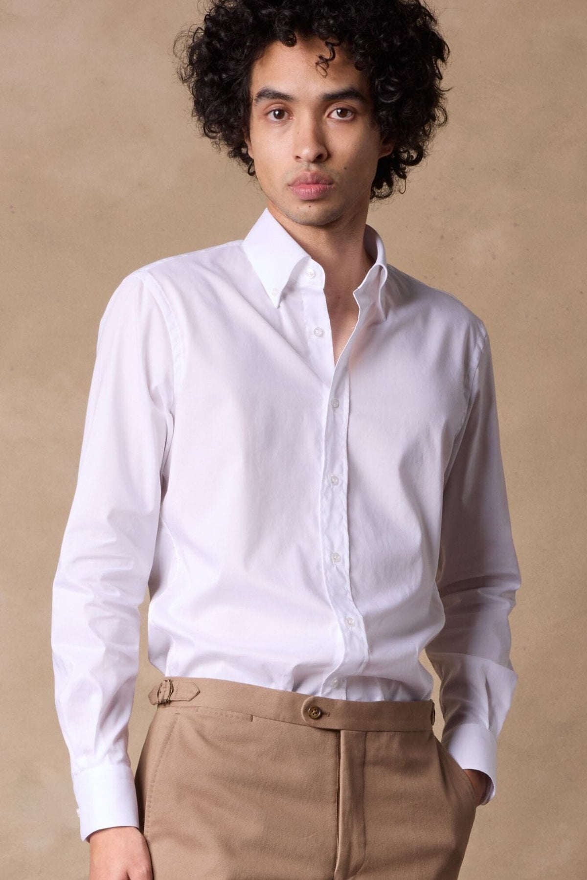 London Button Down Shirt - White Natural Stretch