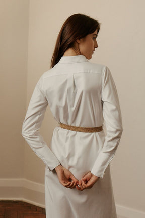 The Hampton Shirt Dress - White Cotton