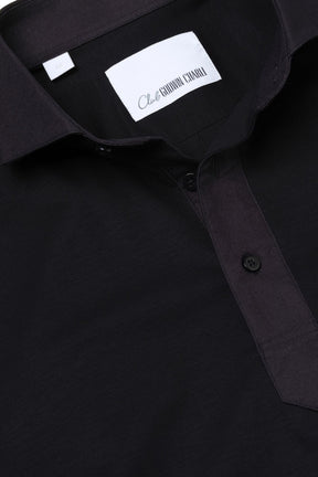 CGC Polo Shirt - Black 4 Way Stretch with Black Poplin