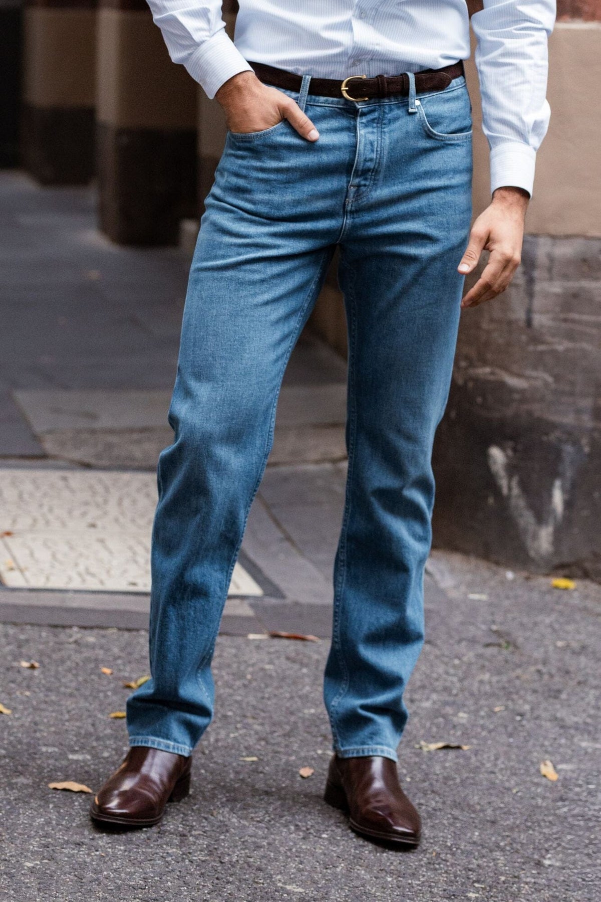 Straight Leg Jeans (RTW) - Light Blue Stone Wash
