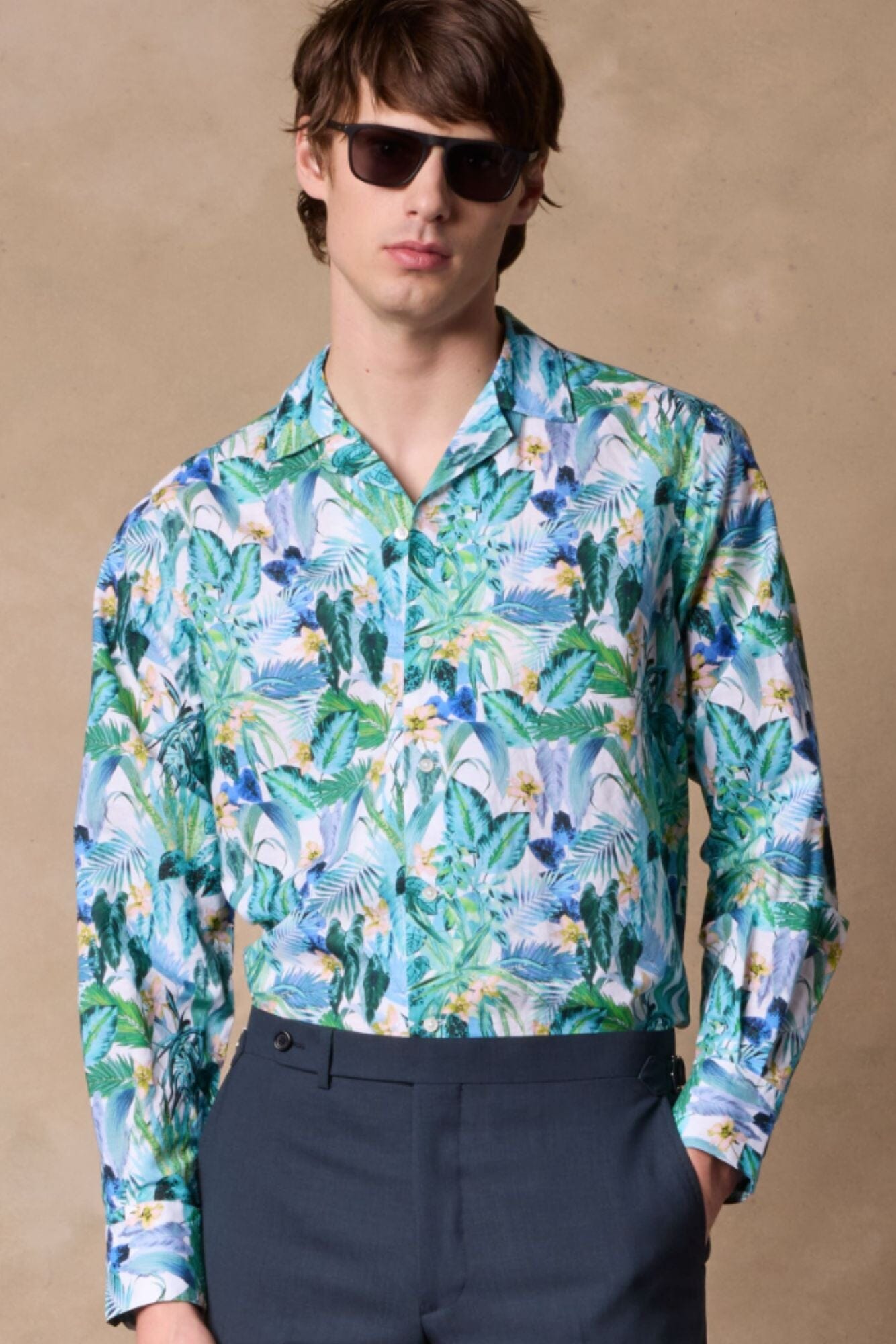 Roman Camp Collar Shirt - Whimsical Floral Print