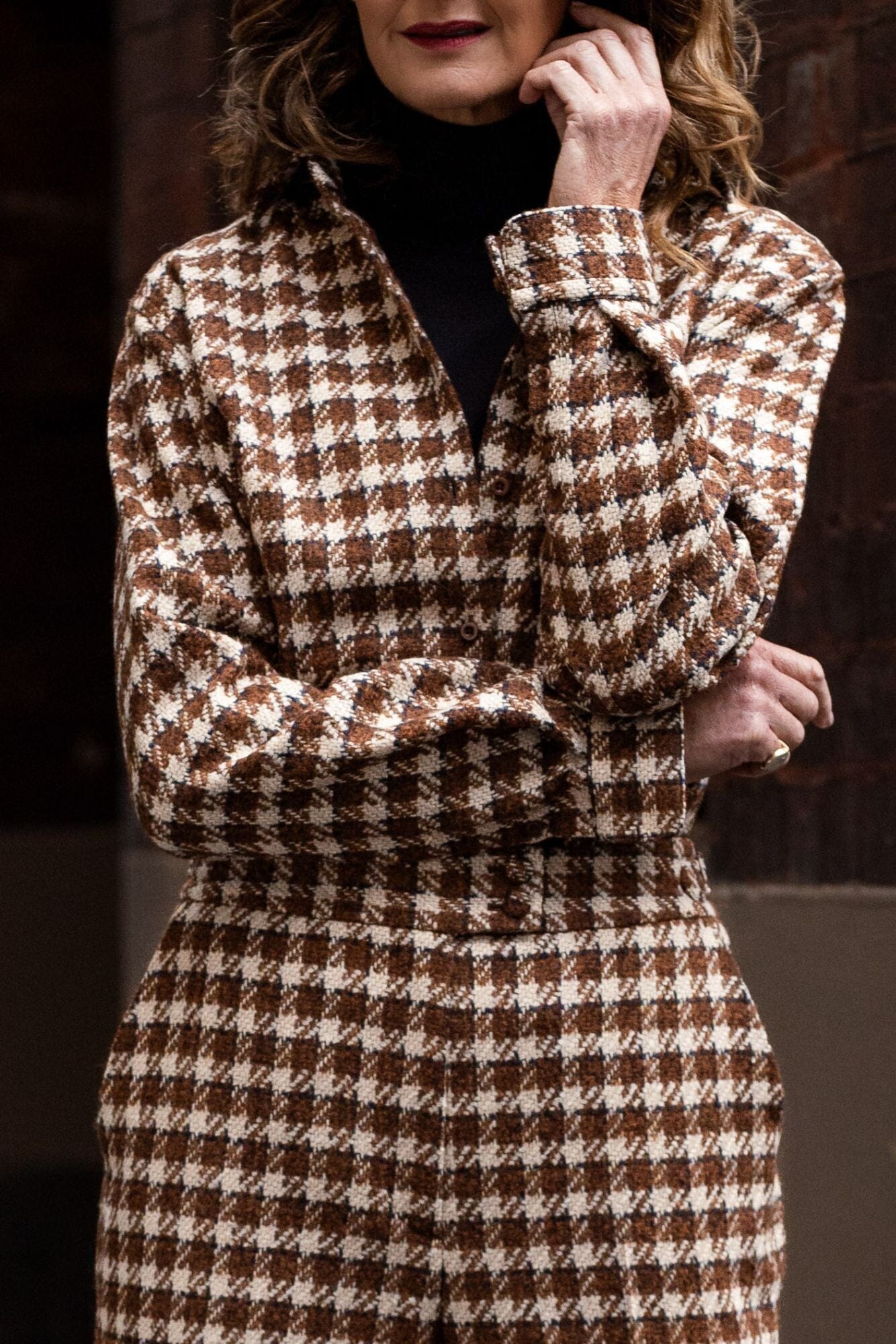 Victoria Shirt - Brown, Cream and Navy Wool Alpaca