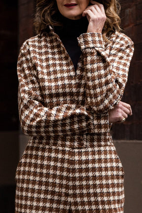 Victoria Shirt - Brown, Cream and Navy Wool Alpaca