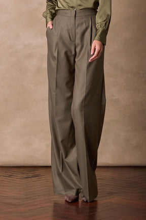 Emma Wide Pant - Olive Wool