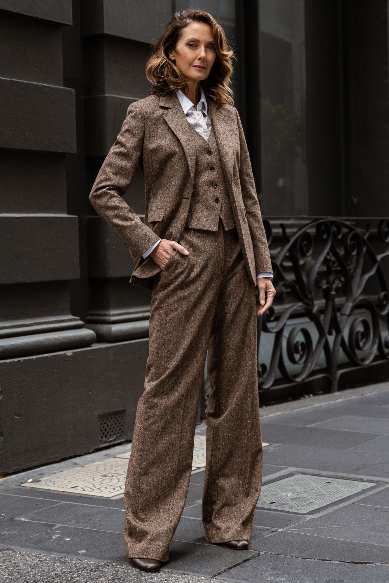 The Lily Suit - Coffee Brown Tweed