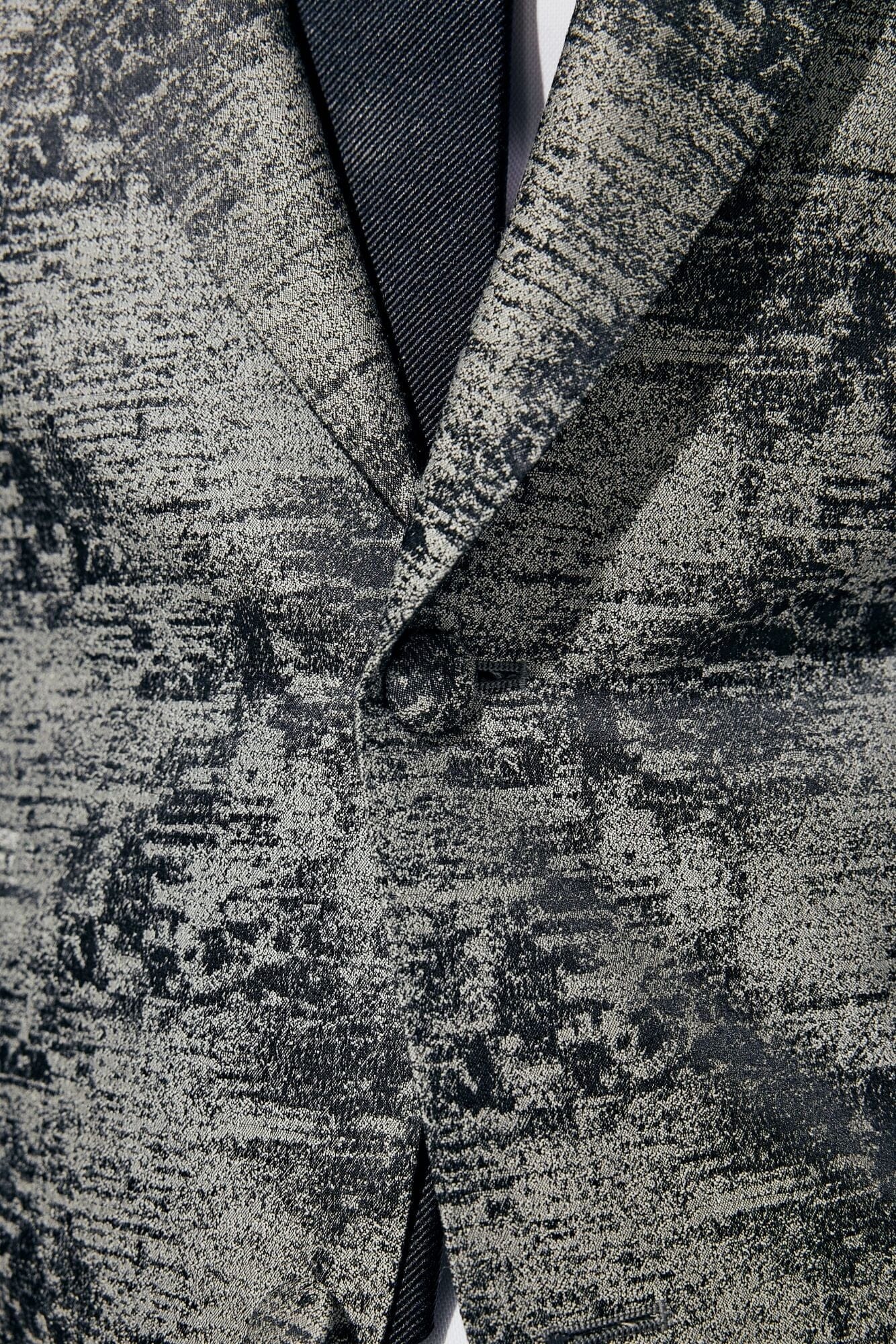 Jonah 10 Cocktail Jacket - Silver and Black Distort Wool Silk