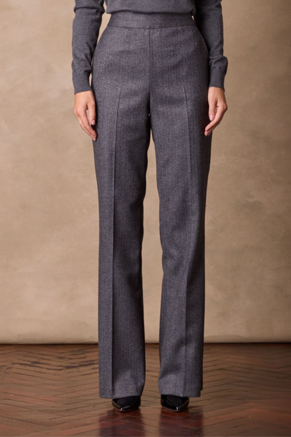 Laura Pant - Charcoal Herringbone