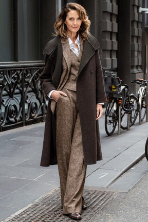 Amara Double Face Coat - Chocolate Wool