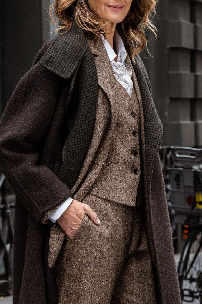 Amara Double Face Coat - Chocolate Wool