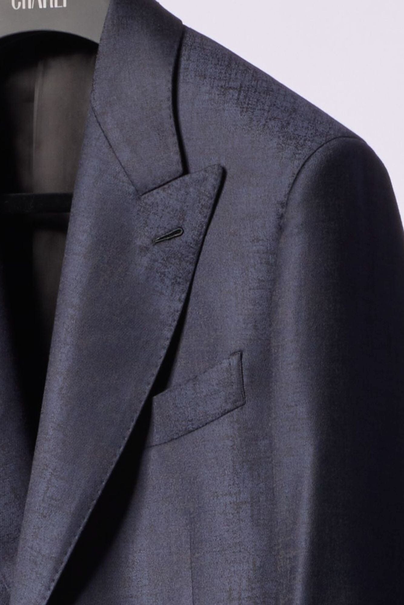 Lucien Low Gorge Peak Jacket - Navy Jacquard Wool