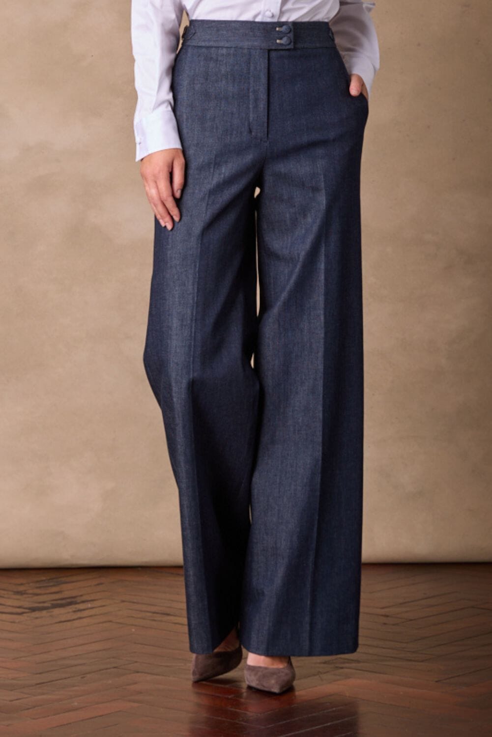 Emma Wide Leg Pant - Blue Denim Cashmere