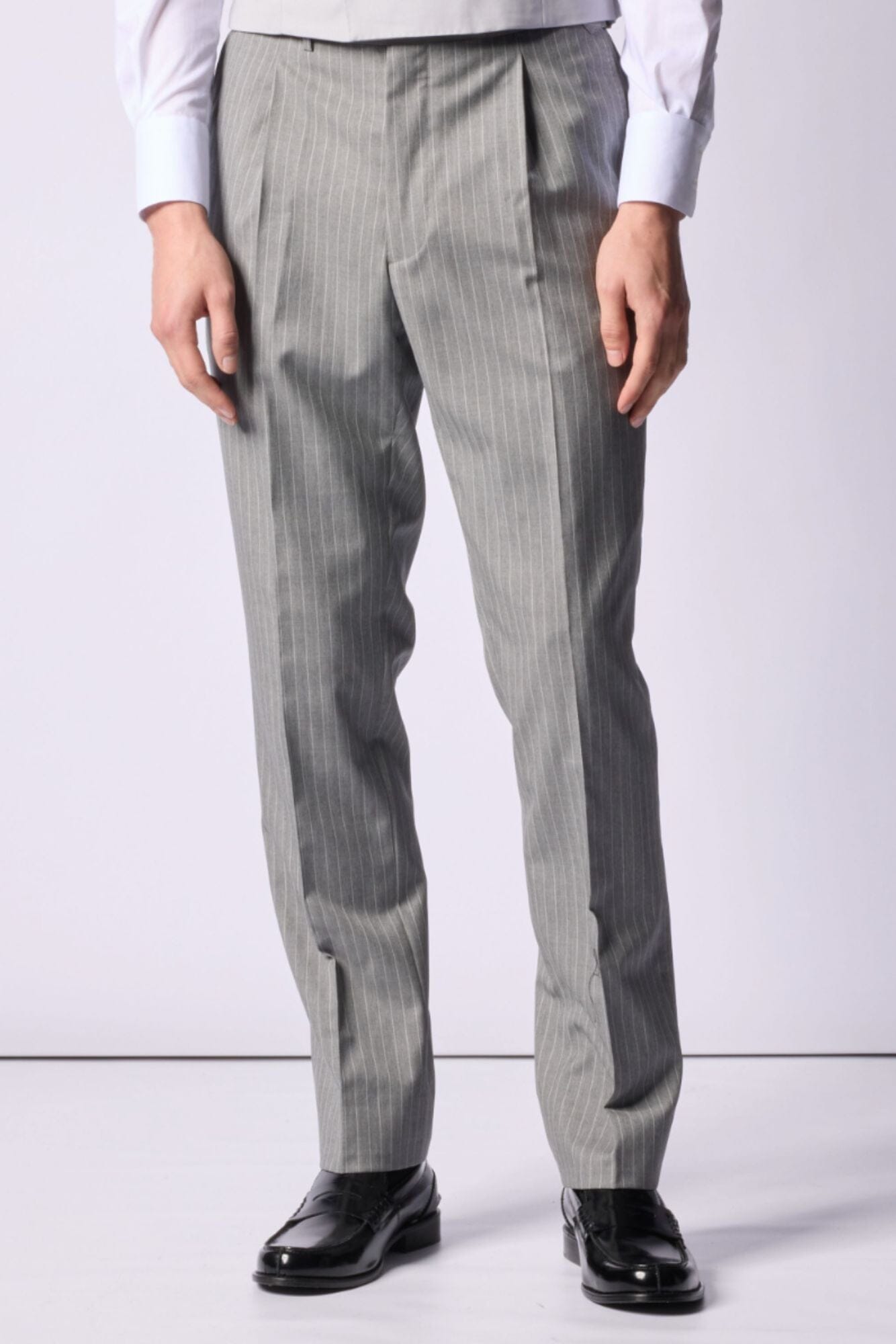 Como Morning Dress Trouser (Pleated) - Grey Stripe Wool