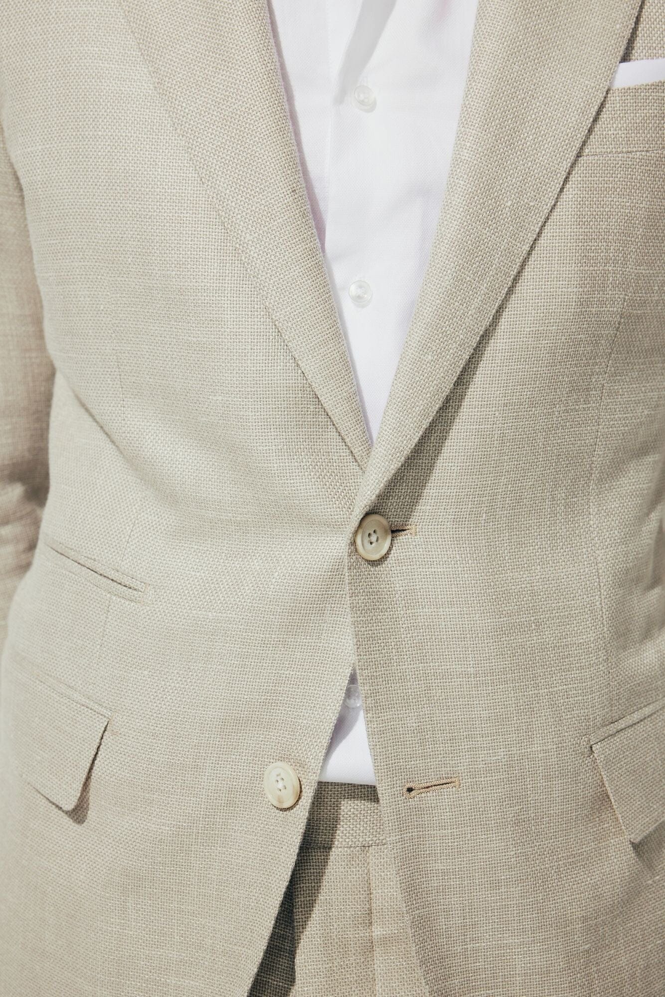 Greyson Como Suit - Sand Wool Silk Linen