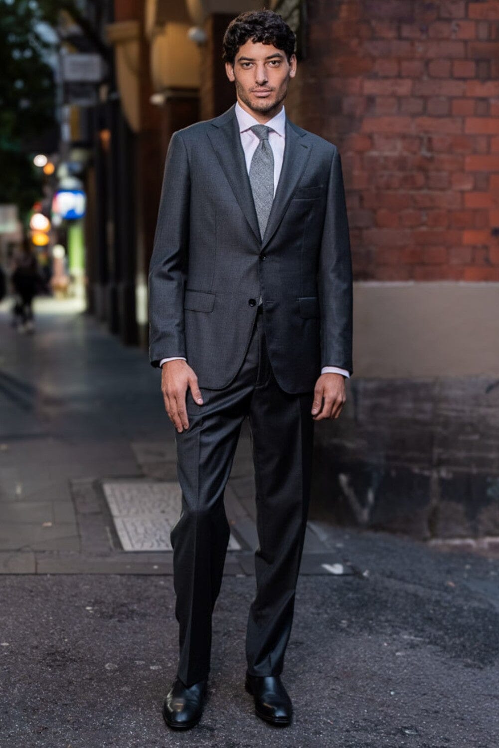 Greyson / Como Suit - Charcoal Houndstooth Wool