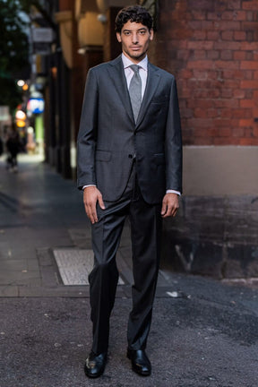 Greyson / Como Suit - Charcoal Houndstooth Wool
