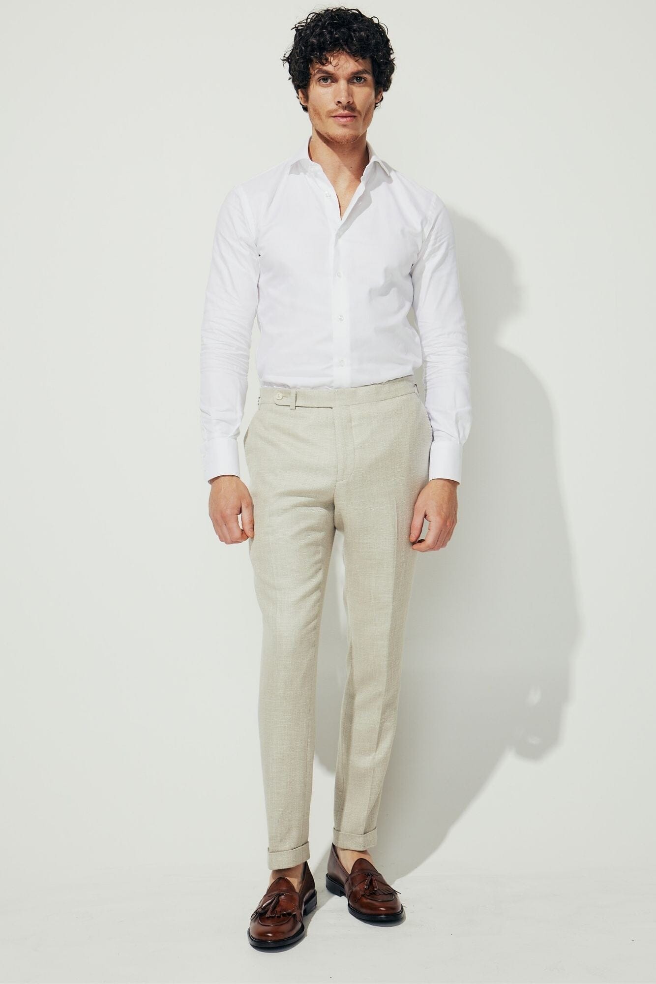 Greyson Como Suit - Sand Wool Silk Linen